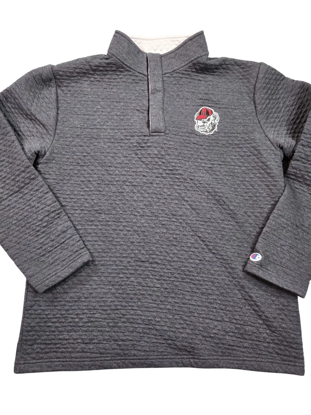 Champion Men’s Georgia Bulldogs Grey Quarter-Zip Pullover with UGA Patch